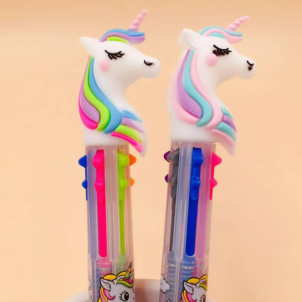 Bolígrafo de Seis Colores con Cabeza de Unicornio en 3D de Silicona