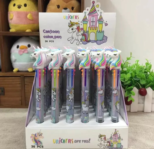 Bolígrafo de Seis Colores con Cabeza de Unicornio en 3D de Silicona